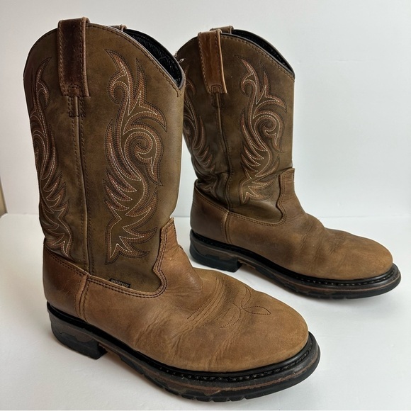 Laredo 68112 Boots Men's Size 8EW Hammer Tan Waterproof Work Cowboy Boots - Picture 1 of 9